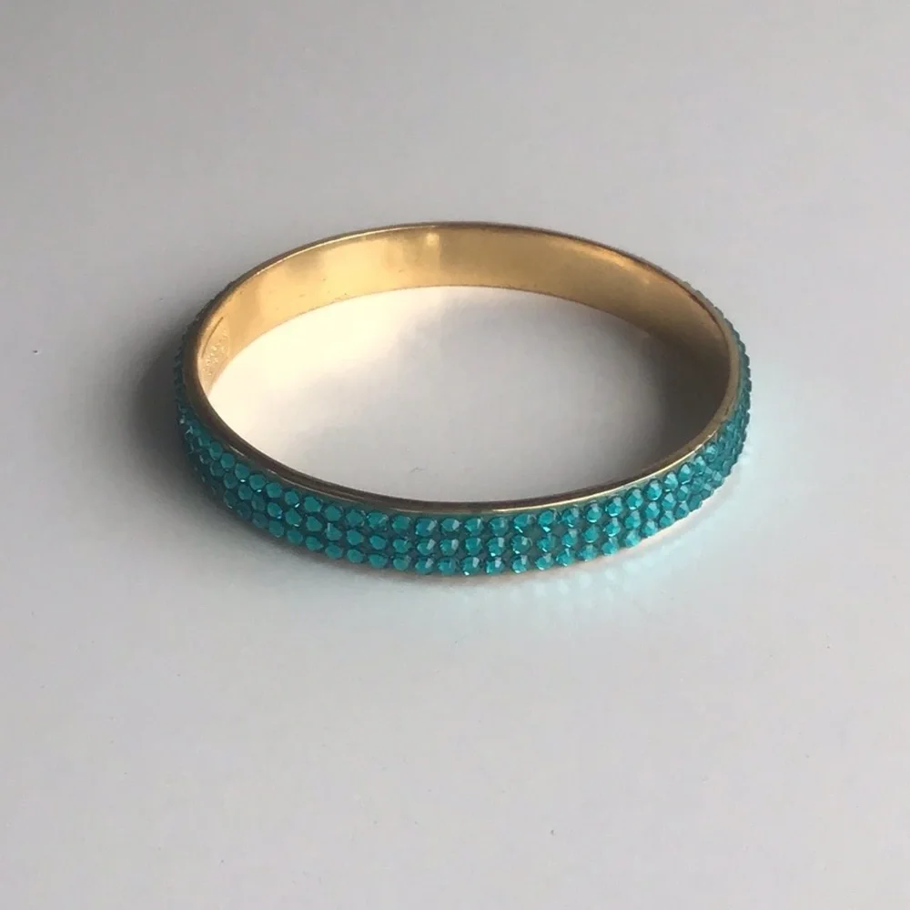 Kate Spade Gold and teal turquoise jewel rhinestone Crystal bangle Bracelet - Picture 11 of 16